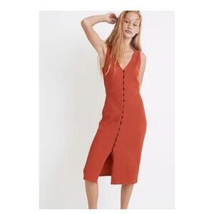 Madewell Midi Dress Size XXL Burnt Orange Etruscan Clay Ribbed Organic Cotton
